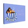 Mok - Koffie - Vrouw - Paars Tuinposter op houten frame 2 cm dik klein -3d