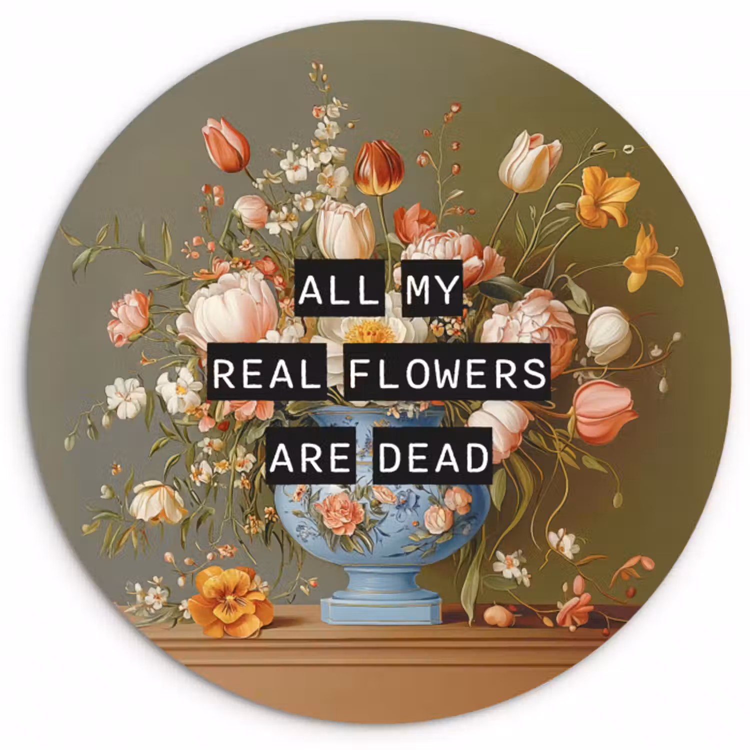 Glasbild Rund - Blume - Zitat - Vintage - Kunst