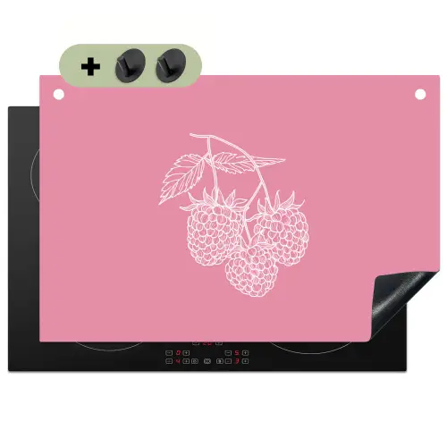 Frambozen - Steel - Getekend - Roze Inductie beschemer met haakjes klein -3d