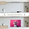 Pink - Hond - Bubbel keuken achterwand spatscherm klein -voor_na_DE