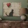 Street art - Kat - Ballon - Graffiti - Banksy PET vilt klein -sfeer2
