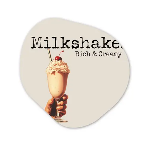 Milkshake - Kers - Rietje Wandcirkel Organisch Plexiglas middel -3d