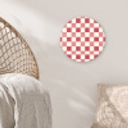 Patroon - Schaak - Roze Wandcirkel kunststof plaat 5mm dik klein 188 -sfeer5