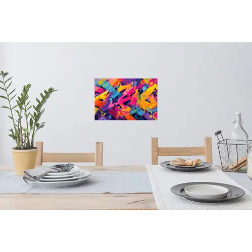Abstract - Vormen - Kleurrijk Muursticker klein -eettafel