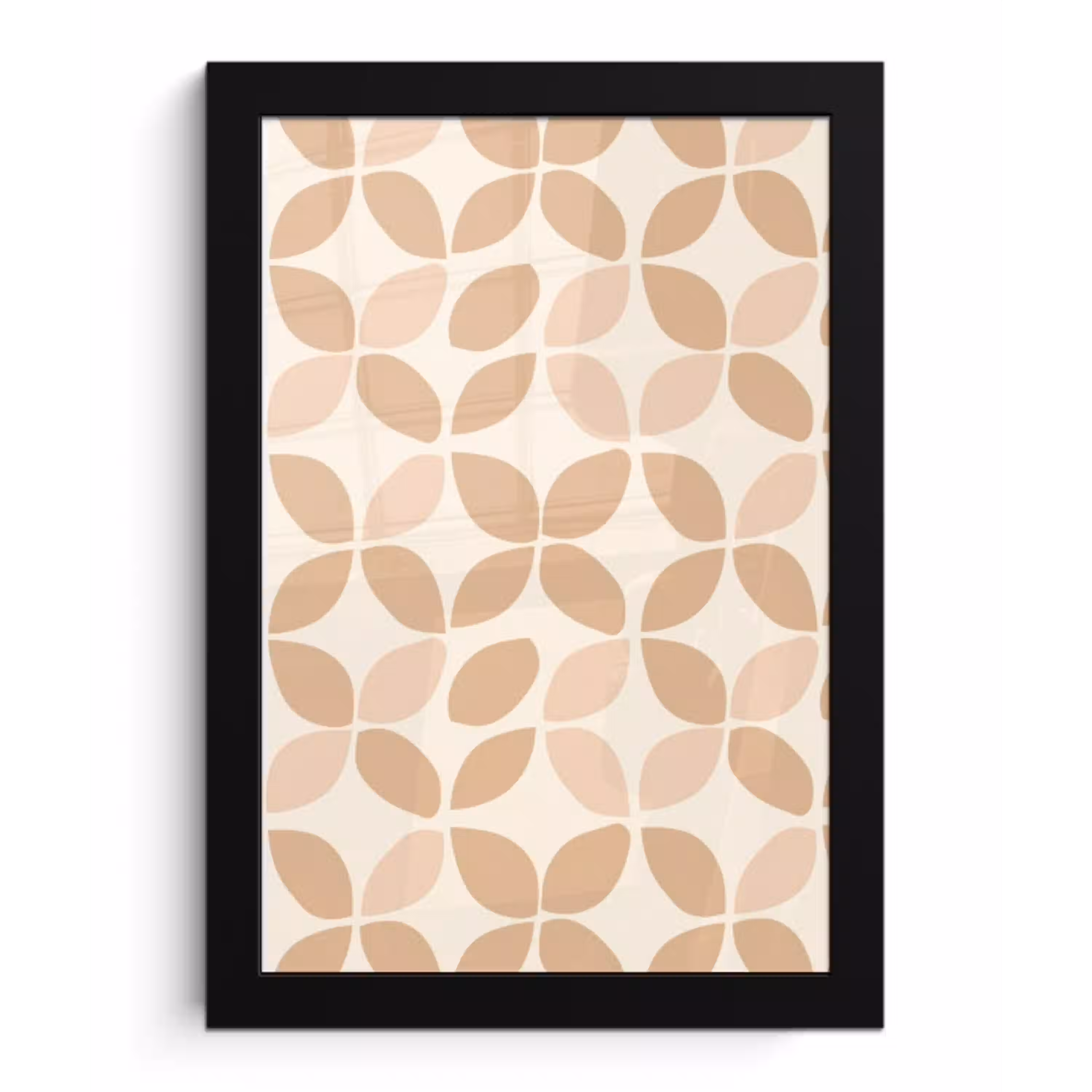 Beige - Bladeren - Minimalistisch - Patroon fotolijst zwart zonder passe partout klein 224 -3d