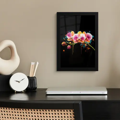 Orchidee - Graffiti - Kleurrijk - Bloemen - Abstract fotolijst zwart zonder passe partout klein -sfeer1