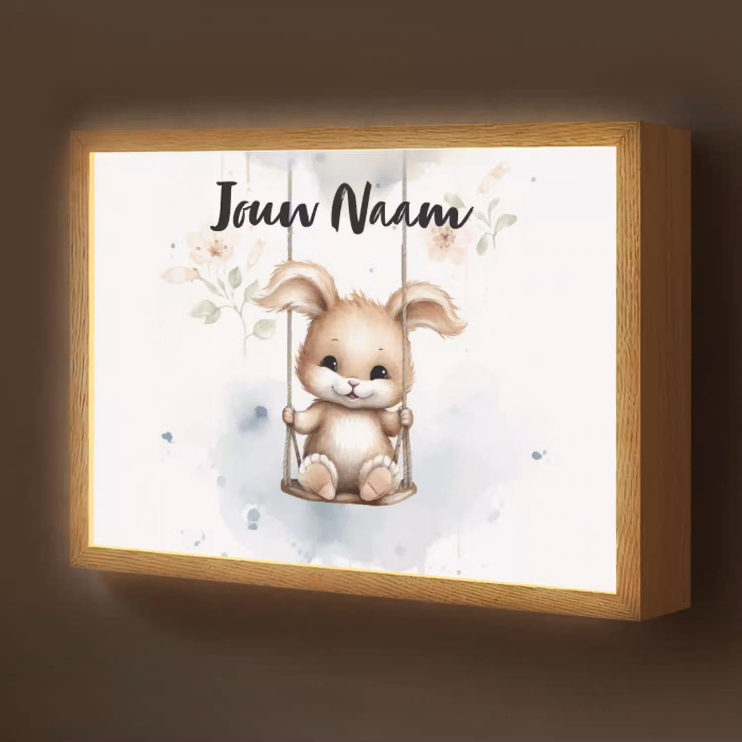 Konijn - Baby dier - Kinderen Light Box met batterij (Wandlamp kind) middel -z3d_website