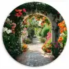 Doorkijk - Bloemen - Natuur - Bloementuin Wandcirkel plexiglas klein -3d