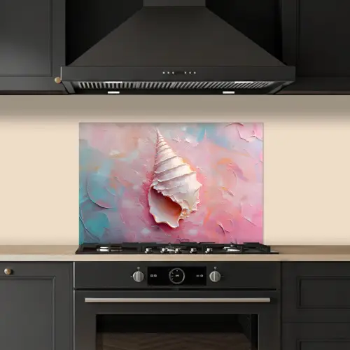 Schelp - Pastel - Pink keuken achterwand spatscherm klein -sfeer1