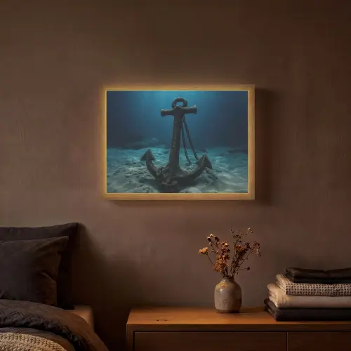 Anker - Ijzer - Zeebodem - Zand Light Box met batterij (Wandlamp) middel -sfeer4