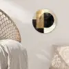 Abstract - Goud - Zwart - Kunst Wandcirkel kunststof plaat 5mm dik klein -sfeer5