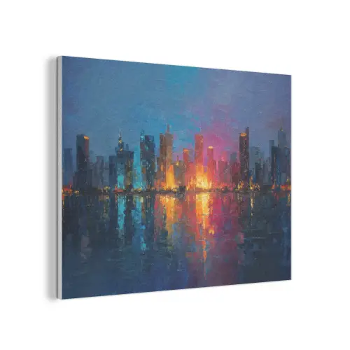 Skyline - Penseelstreken - Donkerblauw - Lichtgevend PET vilt klein -3d