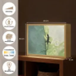 Hagedis - Blad - Nerven - Groen Light Box met batterij (Wandlamp) middel -USP_websiteoverzichtDE