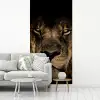 Leeuw - Dieren - Zwart - Portret fotobehang vinyl groot -woonkamer