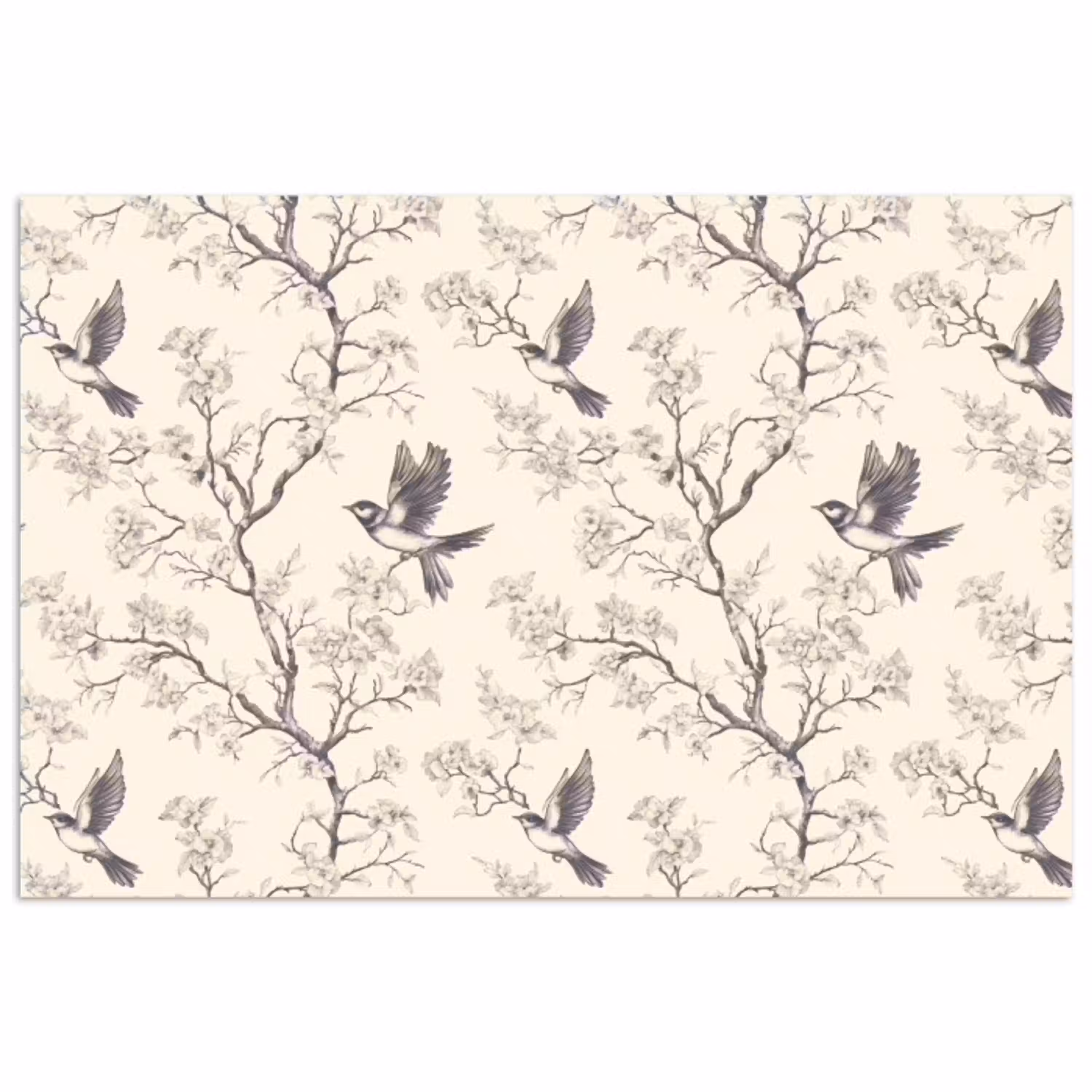 Takken - Vogels - Beige poster papier klein 62 -3d