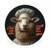 Schaap - Kokskleding - Neon - Quote Wandcirkel aluminium klein -3d