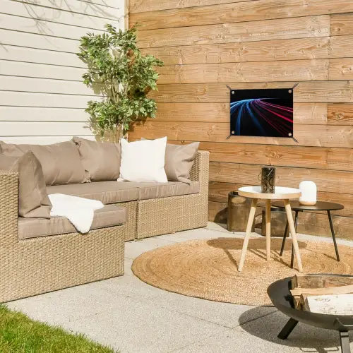 Gaming - Strepen - Gebogen - Blauw tuinposter los doek klein -sfeer4