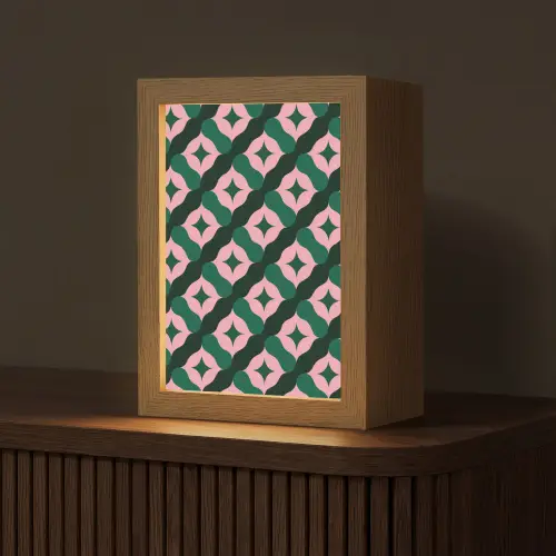 Groen - Roze - Retro - Sterren Light Box met kabel (Tafellamp) klein 925 -z3d_website