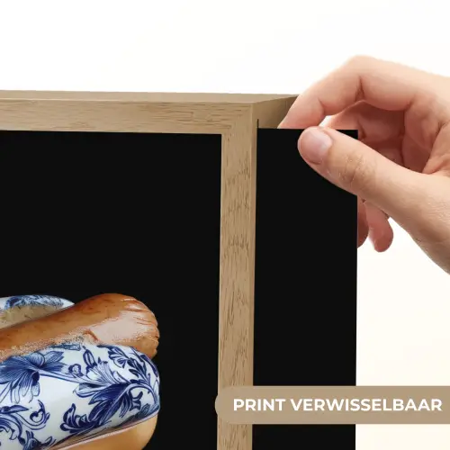 Hotdog - Porselein - Delfts blauw - Eten Light Box met batterij (Wandlamp) middel -USP_websiteprintNL