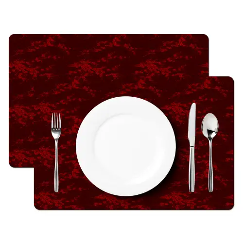 Bloemen - Donkerrood - Patroon Placemat vinyl groot 368 -zzsfeer2_Kitchenyeah-website