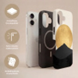Bergsilhouetten - Gouden cirkel - Beige Toughcase MagSafe Apple iPhone 17 klein -USP_Lagen_DE