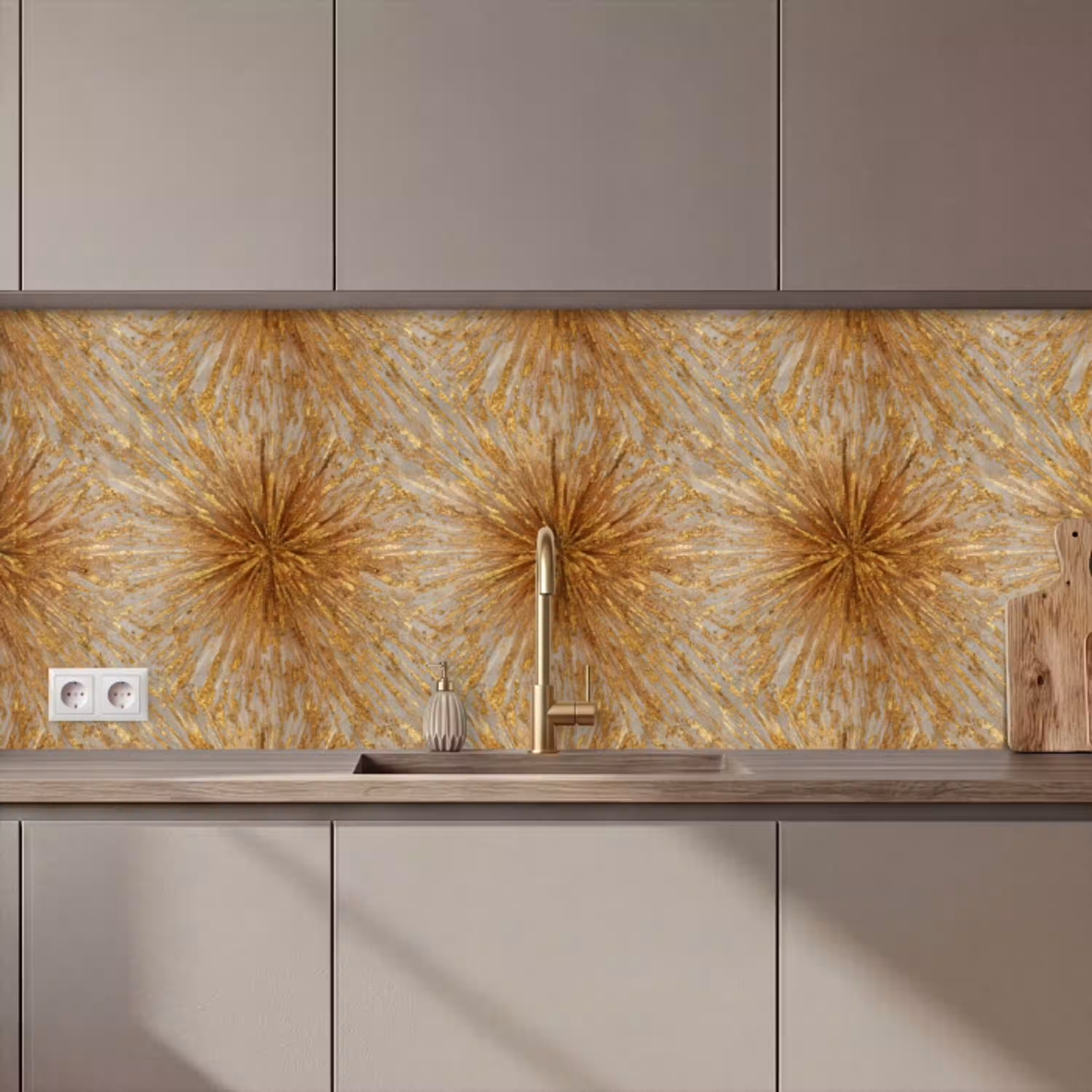 Explosie - Abstract - Goud - Wit keuken achterwand 2 middel 871 zz_3dshopping