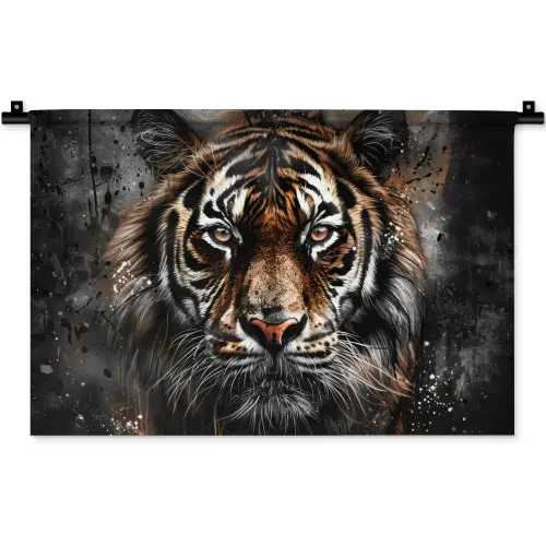 Tijger - Dieren - Portret - Luxe - Zwart Wandkleed katoen klein -zz3d