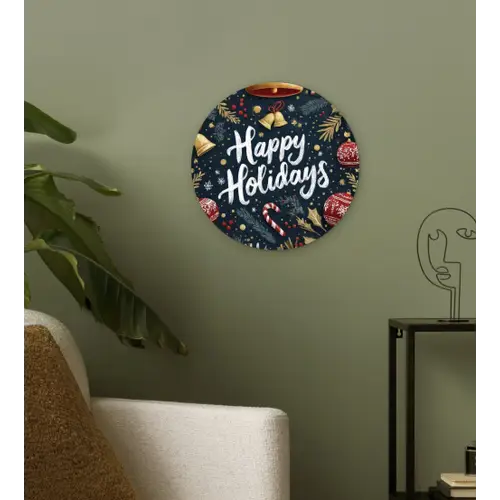 Feestelijk - Kerstgroet - Kleurrijk Wandcirkel kunststof plaat 5mm dik klein -sfeer3