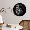 Zwart Wit - Leeuw - Kop - Dieren Wandcirkel kunststof plaat 5mm dik klein -sfeer4
