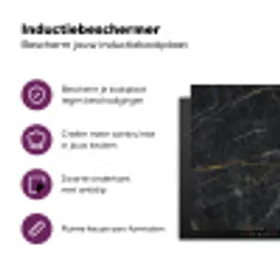 Marmer - Zwart - Goud - Grijs - Marmerstructuur Inductie beschermer vinyl 3mm klein -zzzzzzz-cc-usp