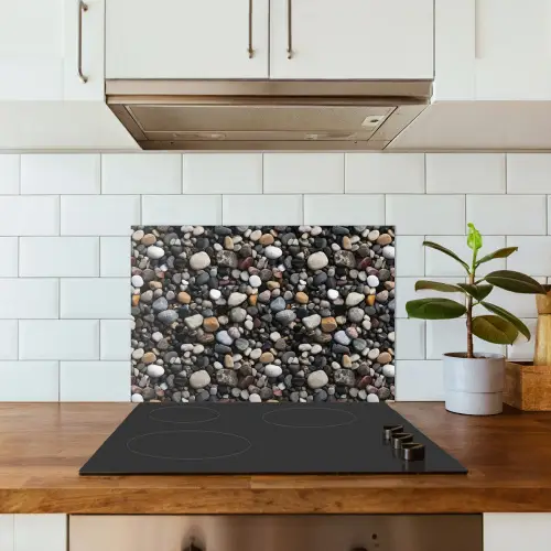Kiezels - Mix - Aardetonen keuken achterwand spatscherm klein 900 -sfeer2