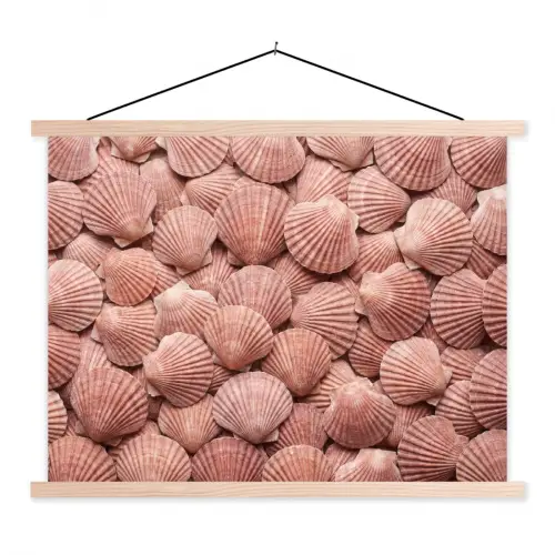 Schelpen - Patroon - Roze textielposter latten blank klein -3d