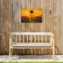 Zonnebloem - Mozaïek - Zonsondergang - Geel Tuinposter op houten frame 2 cm dik klein -sfeer4