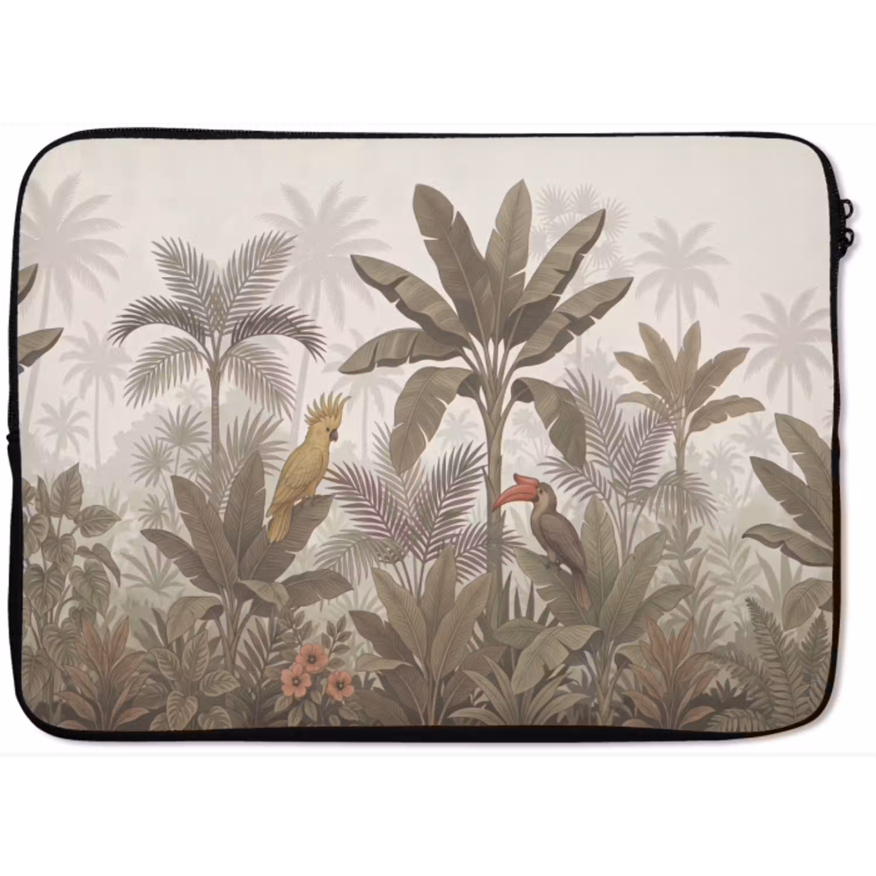 Vogel - Jungle - Tropisch - Illustratie - Groen laptophoes neopreen klein -zkaufland3dotto