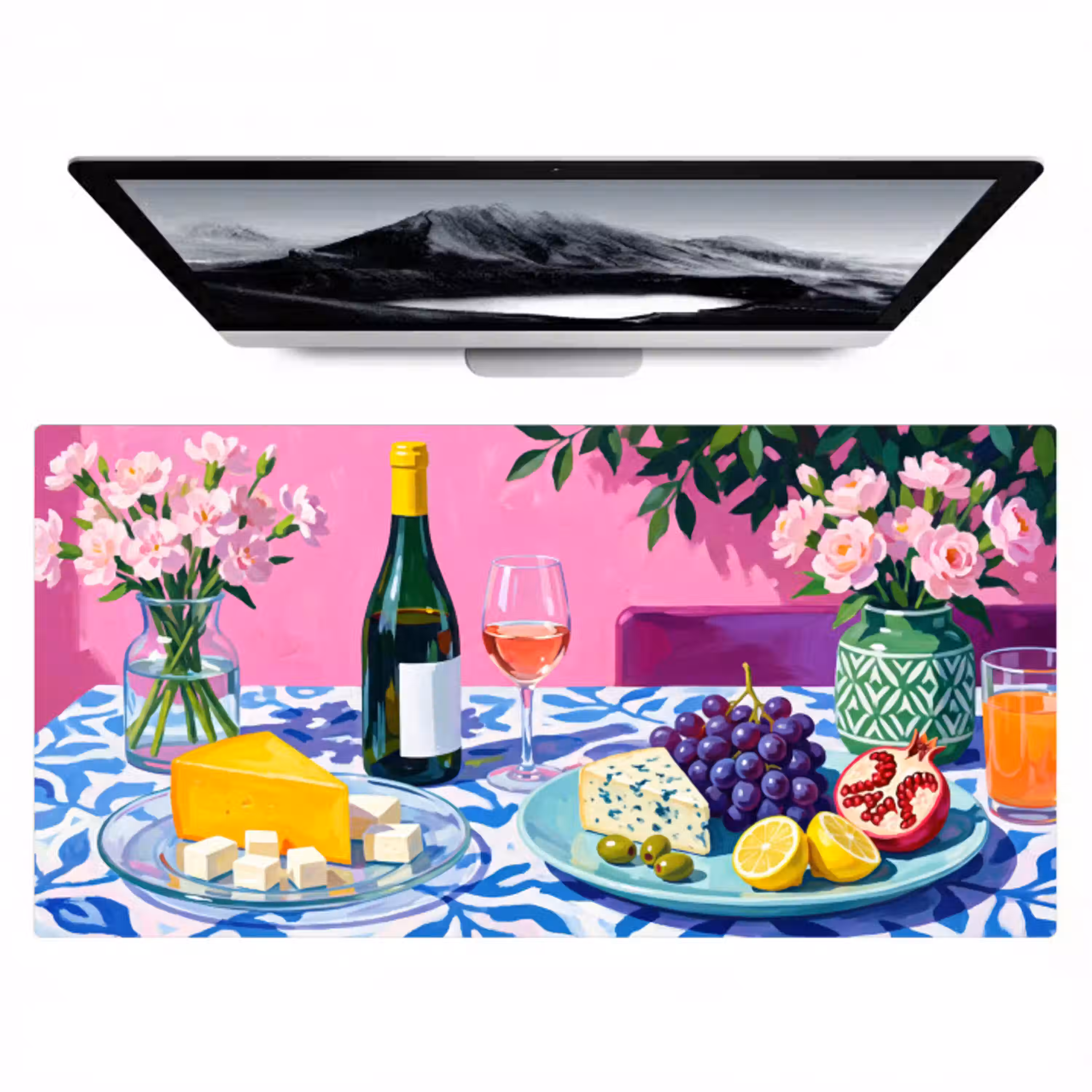 Eten - Wijn - Kleurrijk Muismat XXL klein -zzz3d