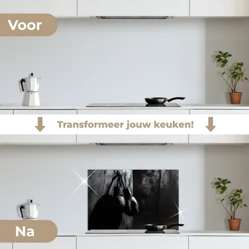 Bokshandschoenen - Muur - Duister - Zwart keuken achterwand spatscherm klein -voor_na_NL