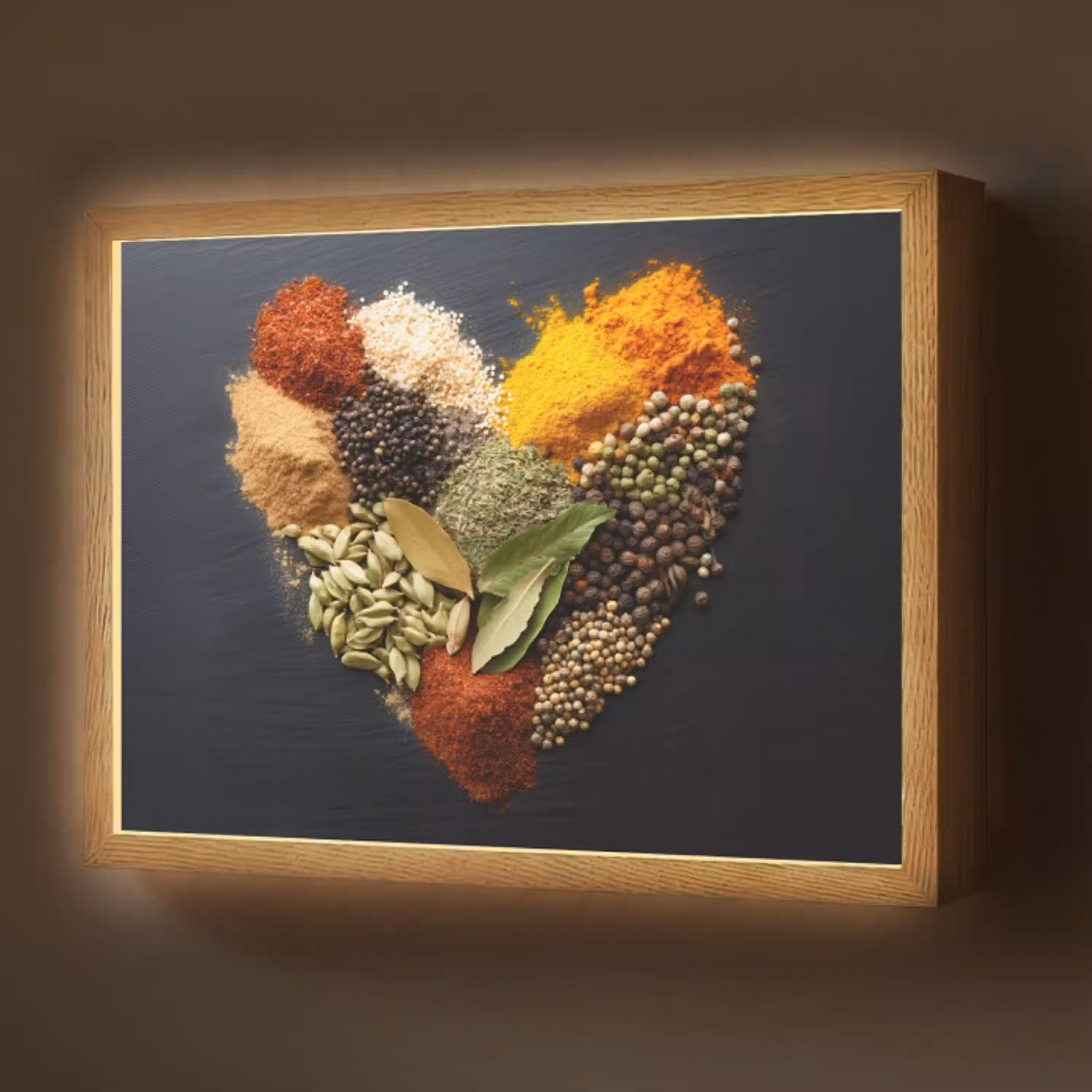 Specerijen - Mix - Hartvorm - Zwart Light Box met batterij (Wandlamp) middel -z3d_website
