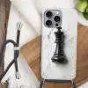 Schaakstuk - Koning - Zwart - Marmer Hoesje iPhone 16 Pro Max met koord klein -sfeer4