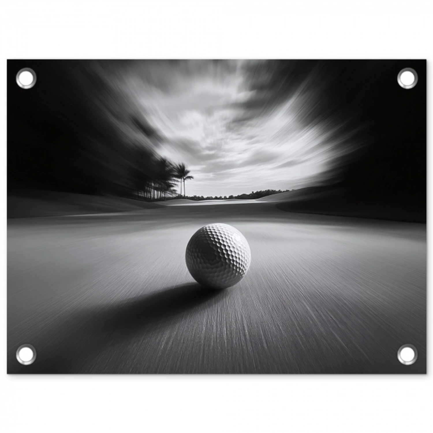 Golfbal - Wazig - Zwart tuinposter los doek klein -3d