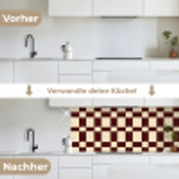 Retro - Patroon - Bruin keuken achterwand 2 middel 871 -voor-na_DE
