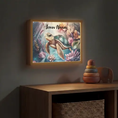 Schildpad - Bloemen - Onderwater Light Box met batterij (Wandlamp kind) middel -sfeer5_kind