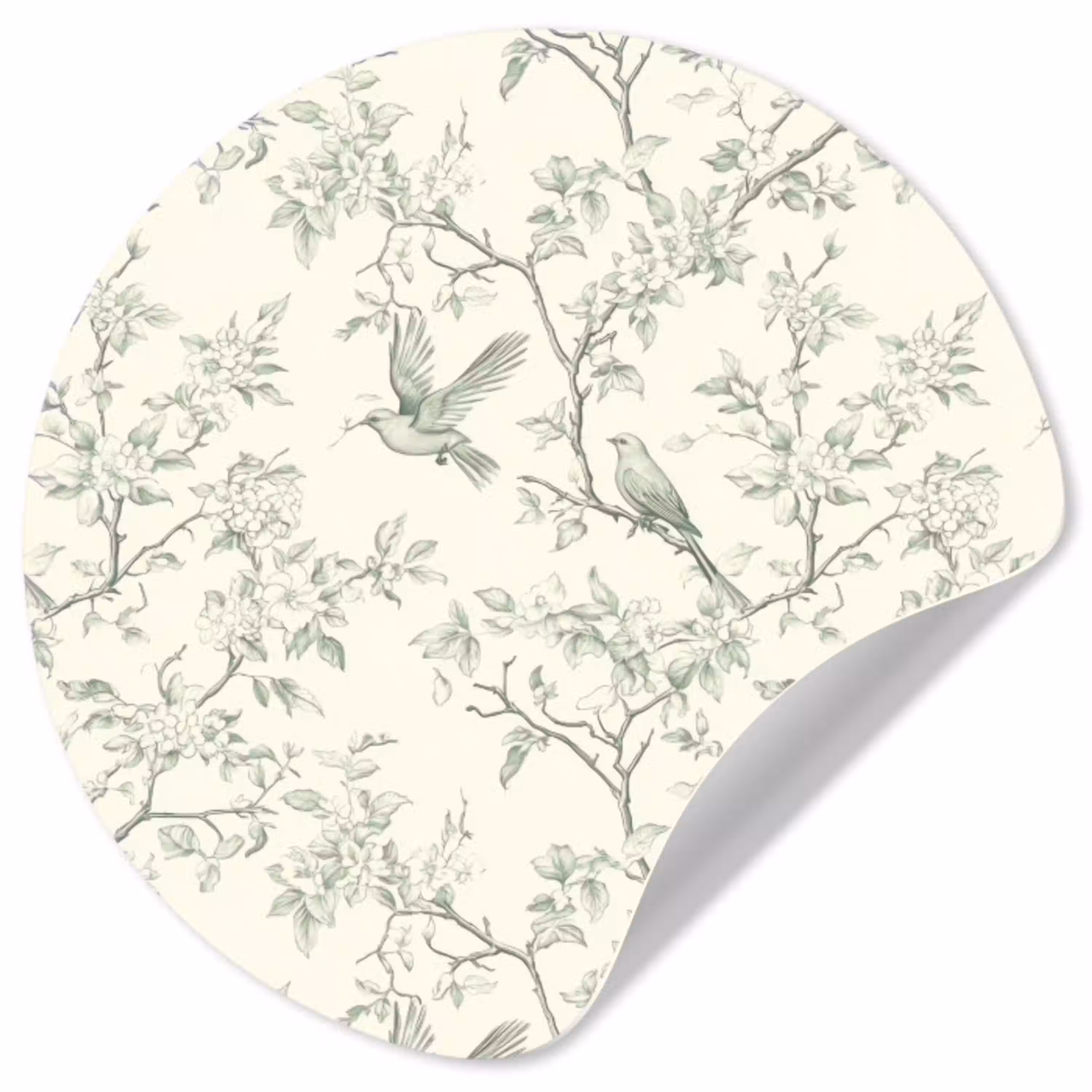 Klassiek - Vogels - Groen Wandcirkel behangsticker klein 186 -3d
