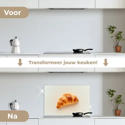 Croissant - Brood - Beige keuken achterwand spatscherm klein -voor_na_NL
