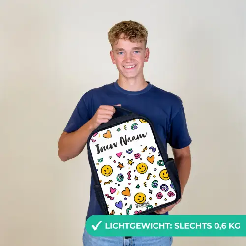 Smiley - Hartje - Ster Rugzak - Zwart middel -sfeer7_NL
