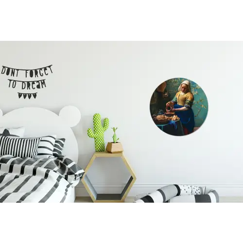 Melkmeisje - Amandelbloesem - Van Gogh - Vermeer - Schilderij - Oude meesters Wandcirkel aluminium klein -kinderkamer