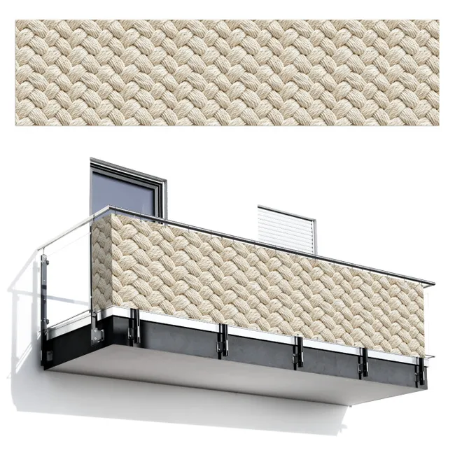 Balkonscherm - Touw - Gebreid - Beige