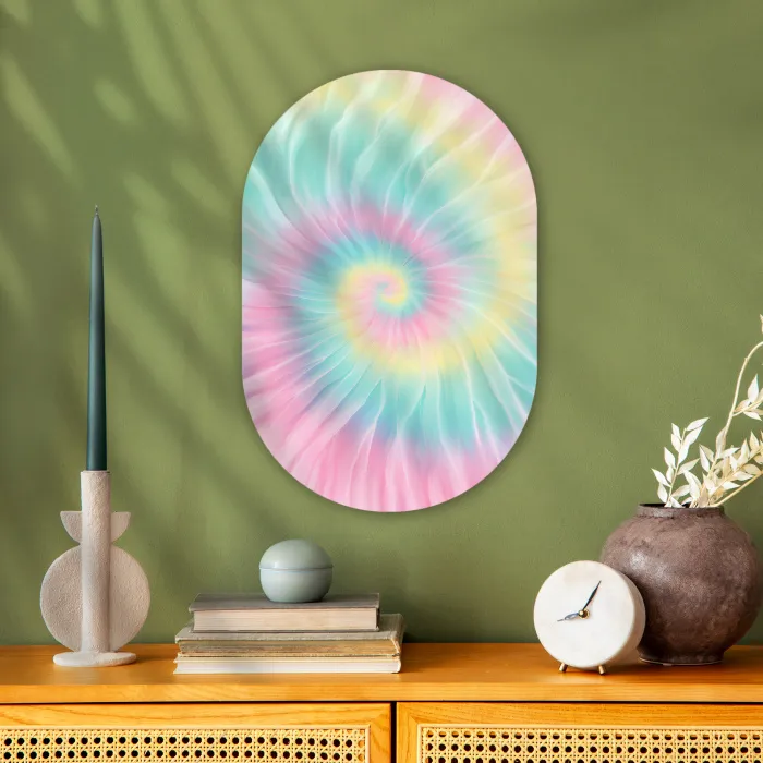 Pasteltinten - Tie dye - Roze Wandcirkel Ovaal Forex klein -sfeer2