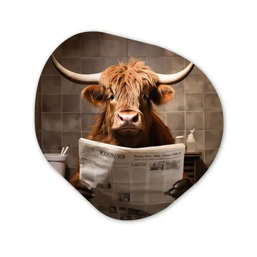 Schotse hooglander - Krant - Toilet Wandcirkel Organisch Forex 3mm klein -3d