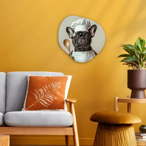 Bril - Hond - Kok Wandcirkel Organisch Forex 3mm klein -sfeer4