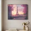 Eiffeltoren - Parijs - Roze Textielframe - compleet frame klein -sfeer2